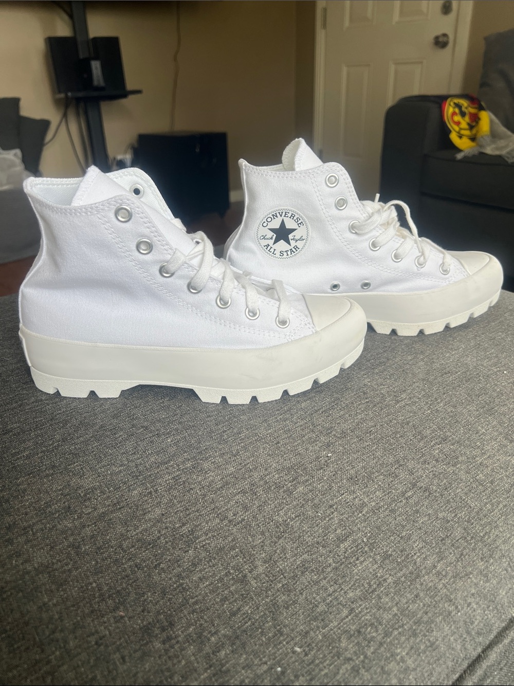 Converse White High-Top Platform Lug-Sole Sneakers